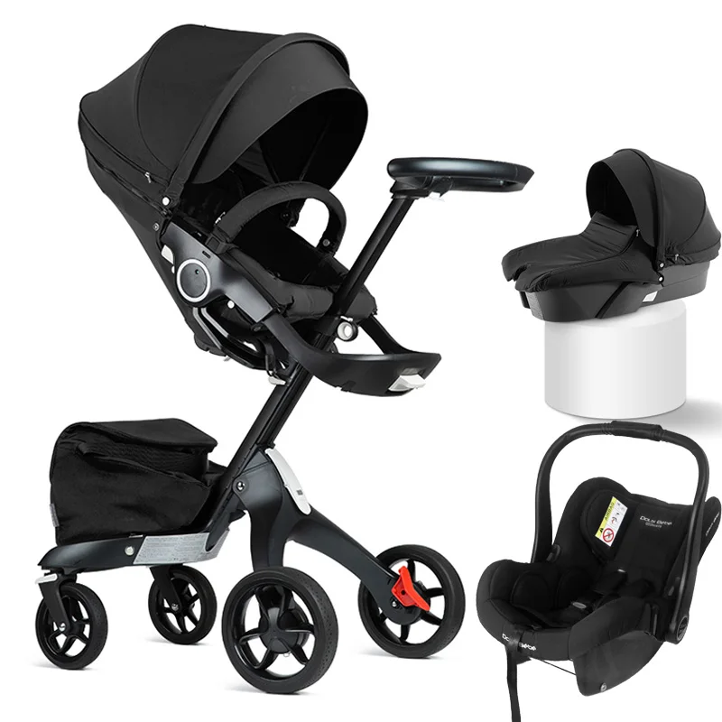 DSLAND Baby stroller 3 in 1 luxury high land scape sitting coches para bebe bassinet 3 in 1 baby car