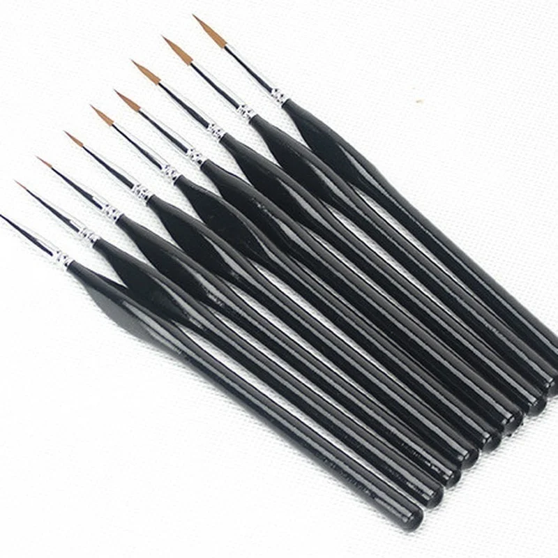9Pcs/Set Hook Line Soft Hair Pen Oil Watercolor Painting Brush Drawing School Students Supplies