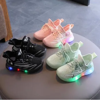 

Led Light Kids Sneakers Toddler Infant Baby Girls Boys Mesh Sport Shoes Sneakers Chaussure Enfant Luminous Children Shoes