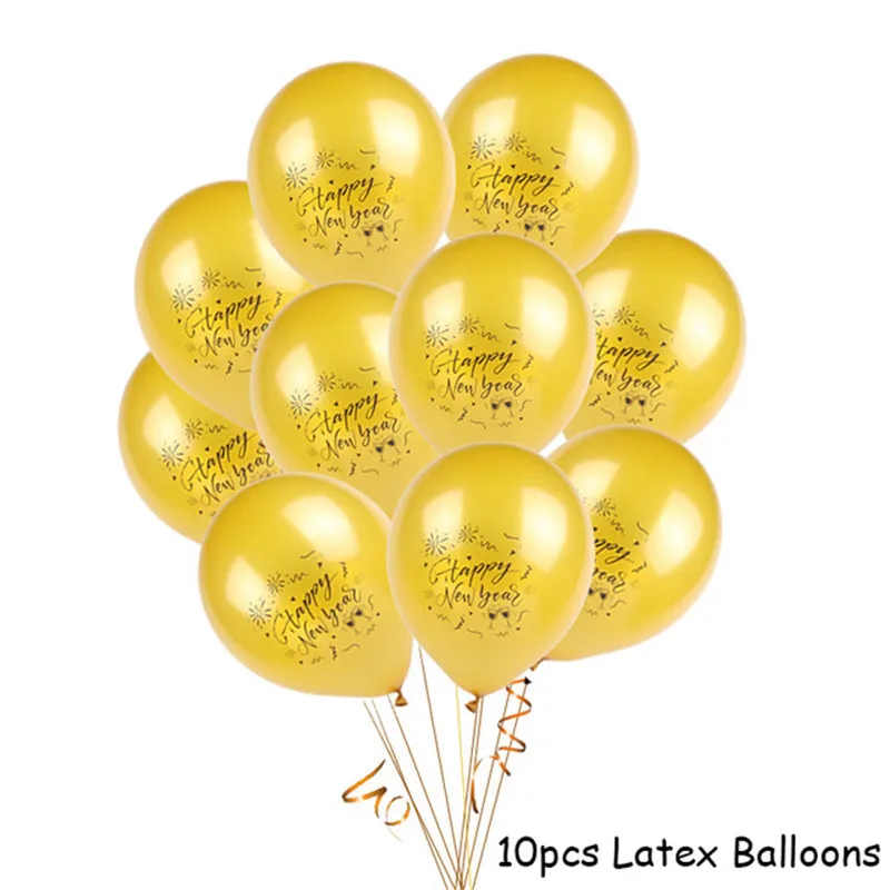 10pcs gold balloons Воздушные шары Золотое серебряное число фольгированные гелиевые балоны счастливый год воздушный шар Счастливого Рождества год вечерние украшения Noel - Цвет: 10pcs gold balloons