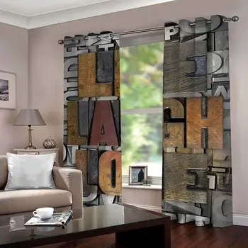 

2 Panels Curtain Live Laugh Love 3D Printing Blockout Fabric drapes window curtains for living room bedroom