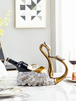 

CREATIVE RESIN SIMULATION ANIMAL SWAN CRYSTAL COUPLES DESKTOP STORAGE WINE RACK FURNISHING CRAFTS MODERN HOME DECORATION