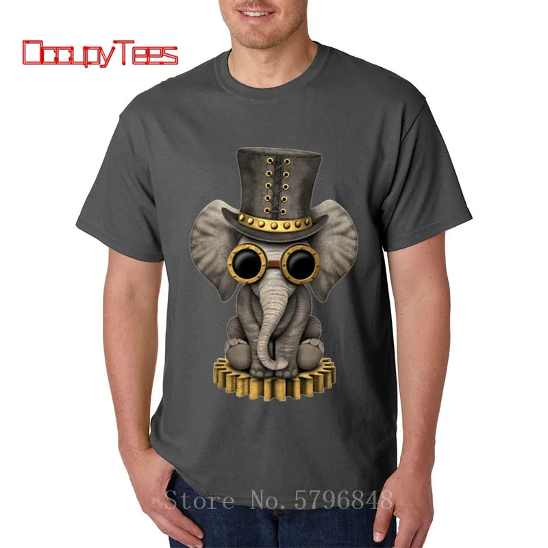 Стимпанк Детская футболка с изображением слона Божия 2018 летняя мужская коротким