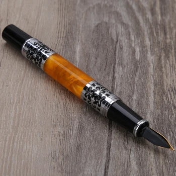

SILVER FLOWER AMBER CELLULOID ROLLER Fountain PEN FOUNTAIN PEN FOR BEST GIFT