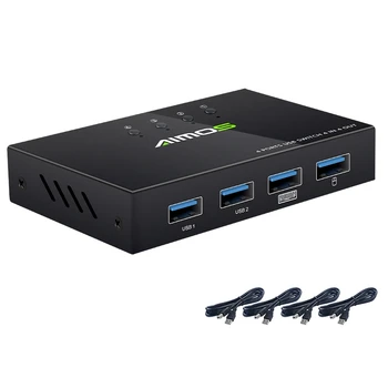 

USB 2.0 Switch KVM Switcher Splitter Box for 4 PC Sharing Printer Keyboard Mouse KVM 4K HDMI Switch Box Video Display