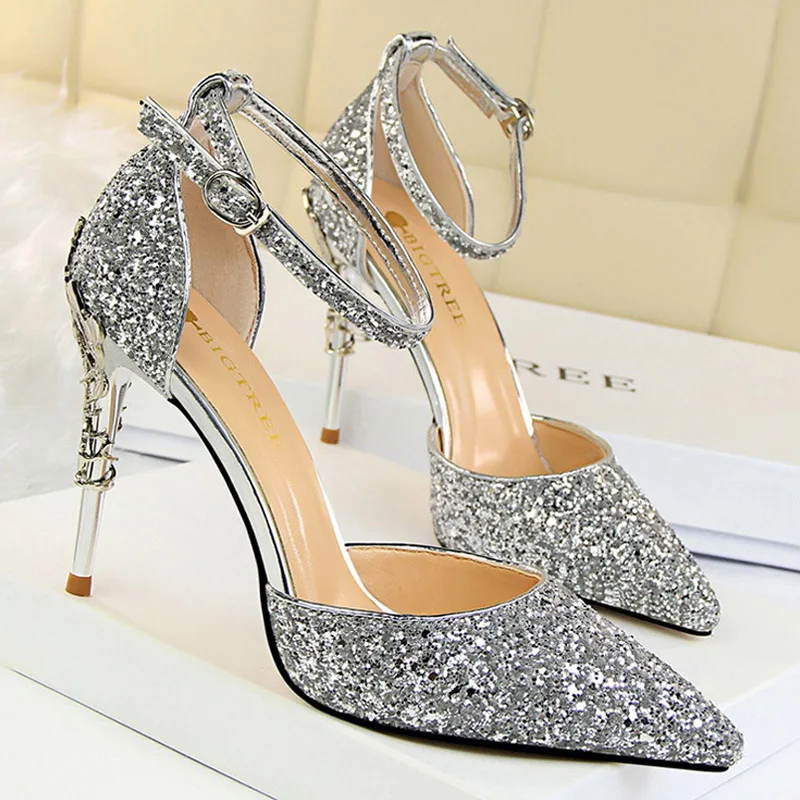 BIGTREE Shoes Heels 2025 New Woman Pumps Sequins High Heels