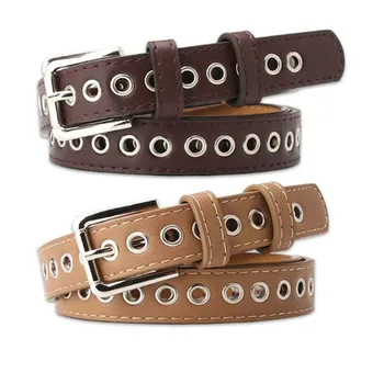 

Jeans Dress Belt Women Hole Belts for Women Simple Punk Style Pants Waist Belt PU Leather Waistband Decorative 106x2.3cm