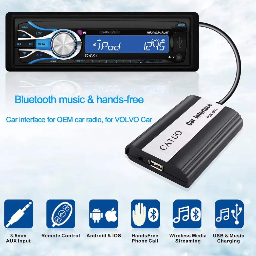 CATUO 3,5 мм AUX Вход CD качество звука беспроводной Медиа СТРИМ музыка и Hands-free автомобильный интерфейс для автомобиля VOLVO
