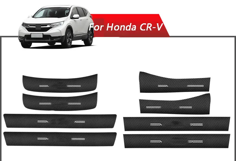 Внутренняя отделка порога из углеродного волокна для Honda CRV CR-V автомобильные аксессуары - Название цвета: Interior Exterior