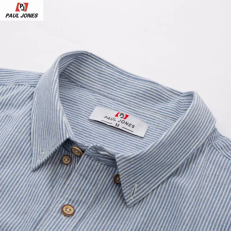Мужская Повседневная рубашка в полоску с коротким рукавом от PAUL JONES, хлопок, Повседневная рубашка на пуговицах, летняя рубашка для работы, PJ00114