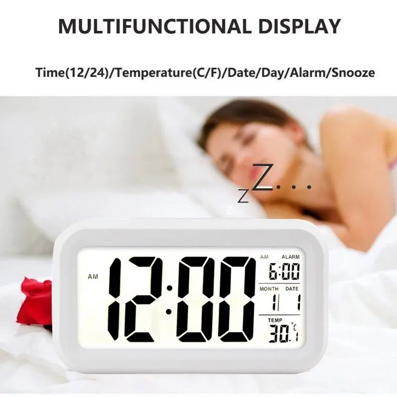 Зеркальный Цифровой будильник светодиодный Электронный температурный настенный Повтор часы USB многофункциональные часы ночник для дома и офиса