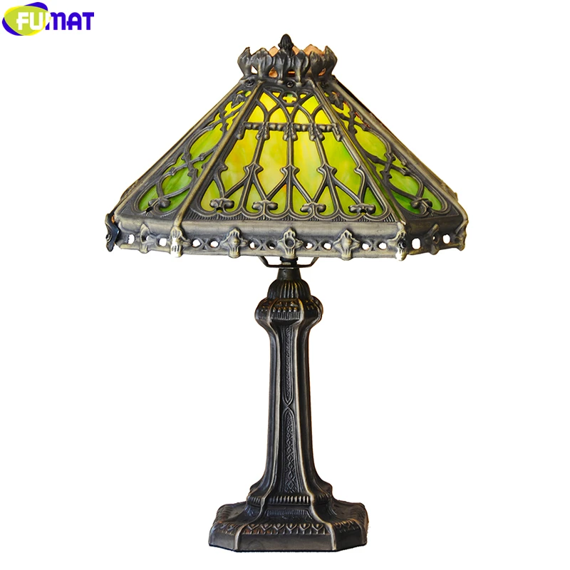 8002 FUMAT Tiffany Style Stained Glass Table Lamp LED Desk Light Retro Castings Pierced Class Home Decor Lights European Antique Luxury Palace Lamps