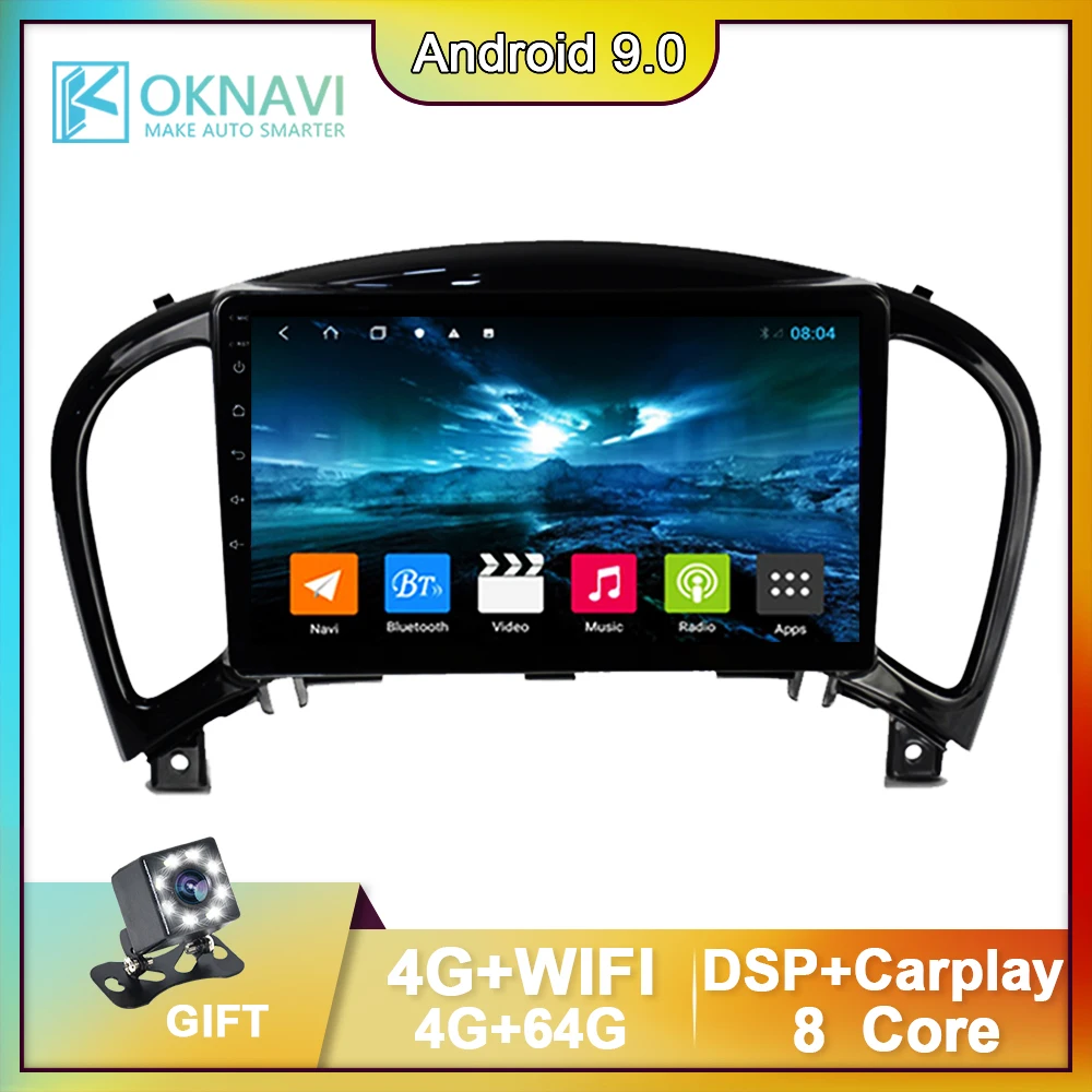 

For Nissan Juke 2004-2016 Android 9.0 DSP Car Radio Multimedia Player GPS Navigation 4G+WiFi Support Accessories OBD DAB Camera