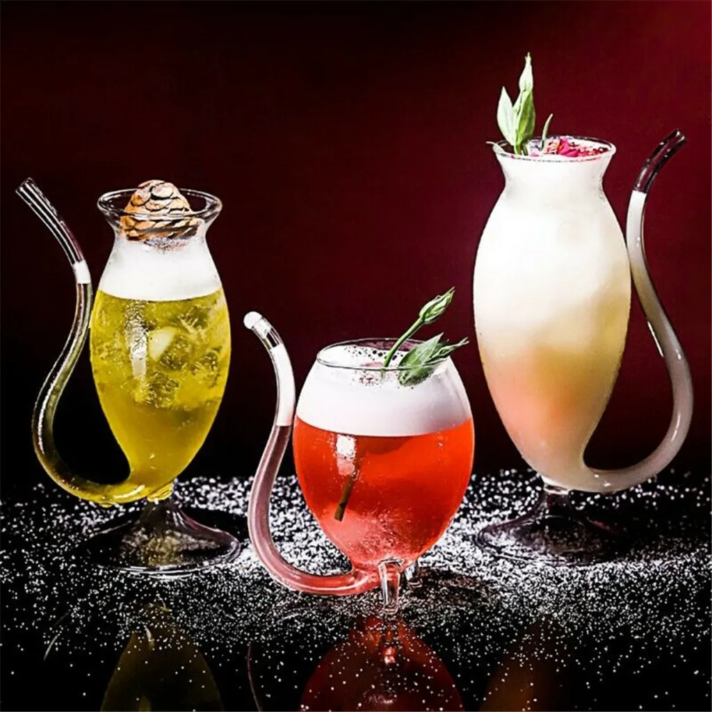 

Wine Whiskey Glass Heat Resistant Cocktail Glass Sucking Juice Milk Cup Tea Wine Creativity Cup Transparent Drinkware