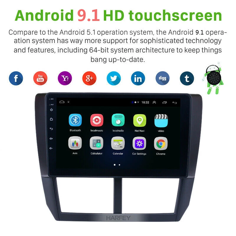 2din Android 9,1 2+ 32G Автомобильный мультимедийный плеер для Subaru Forester 2008 2009 2010 2011 2012 Авто Радио стерео видео плеер gps