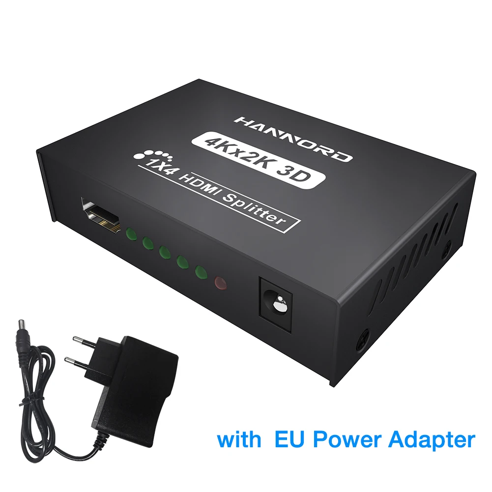EU Power Adapter Hannord HDMI разветвитель 4K Full Ultra HD 1080P видео HDMI коммутатор 1x4 адаптер HDMI коммутатор для HD tv DVD PS3 Xbox tv коробка - Цвет: EU Power Adapter