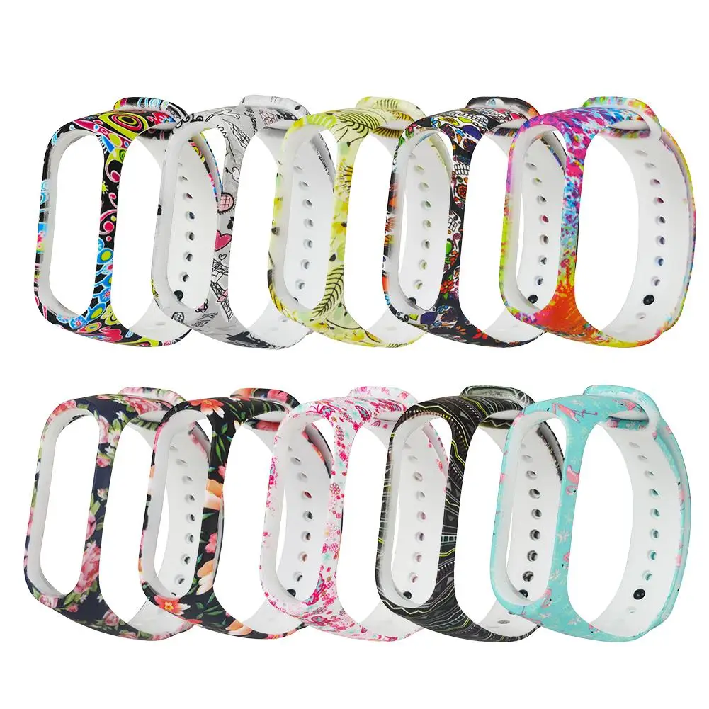 For Xiaomi Bracelet 4 Mi Band 4 Painted Pattern Personalized Print Replacement Sport Watch Silicone Wrist Strap Universal Band 3