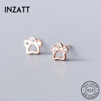 

INZATT Real 925 Sterling Silver Zircon Cat claw Stud Earring For Fashion Women Birthday part Cute Fine Jewelry Accessories Gift