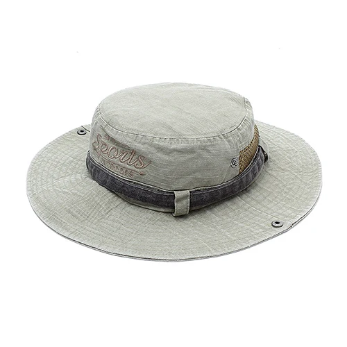 TACVASEN, мужская летняя шляпа с широкими полями, Панама, шляпы от солнца, хлопковые, с вышивкой, складная, военная, тактическая Кепка, для похода, рыбака, Кепка - Цвет: Beige