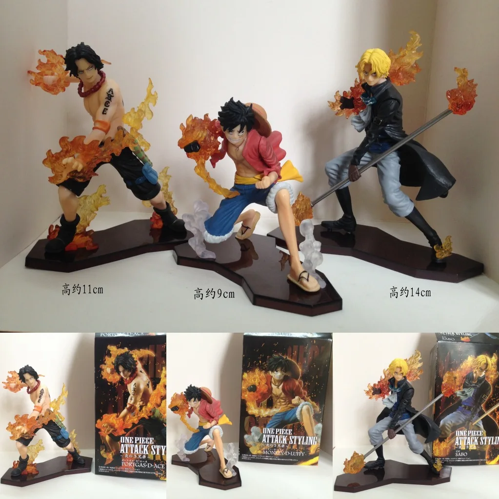 Аниме 3 шт./компл. ONE PIECE Fire Fighting Ace Luffy Sabo Three Brothers Ver ПВХ экшн фигурки Коллекционные