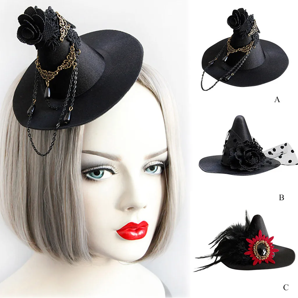 Hats Retro Gothic Unisex Custume Cosplay Black Hat Small Light-up Funny Headband Party Top Hat#35