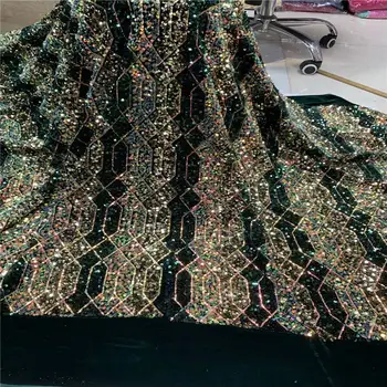 

8 colors (5yards / PC) high quality green African sequins Tulle place fabric shining French net place for party dress fjl020