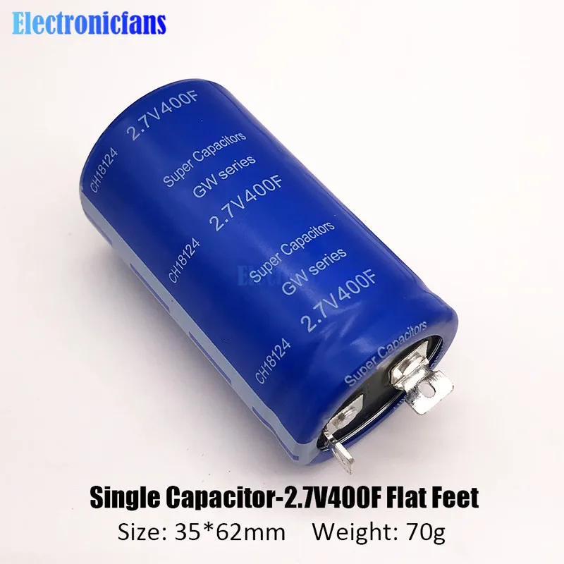 2,7 V 400F 35*62mm сверх яркий конденсатор одиночный конденсатор 2.7v400f флаг ноги супер конденсатор высокочастотный низкий ESR для автомобиля