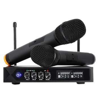 

Ktv Wireless Microphone, One for Two with Reverb Tuning Karaoke Bluetooth Home TV Wireless Karaoke Microphone(EU Plug)