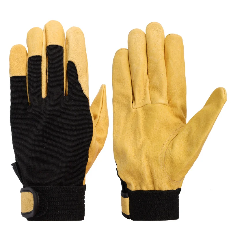 QIANGLEAF брендовые новые Защитные перчатки из воловьей кожи мужские желтые кожаные защитные Гоночные Перчатки для мотоциклистов 508NP - Цвет: Yellow Black