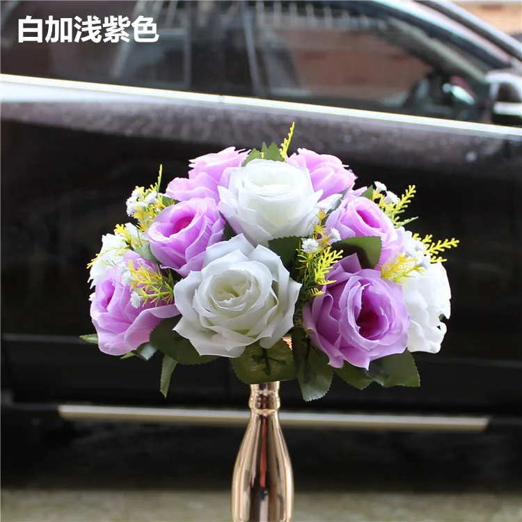 White light purple 3 размера Свадебные ваза вечерние стойки для цветов центр подсвечник с орнаментом колонна свечи держатель ресторан отель украшения - Цвет: White light purple