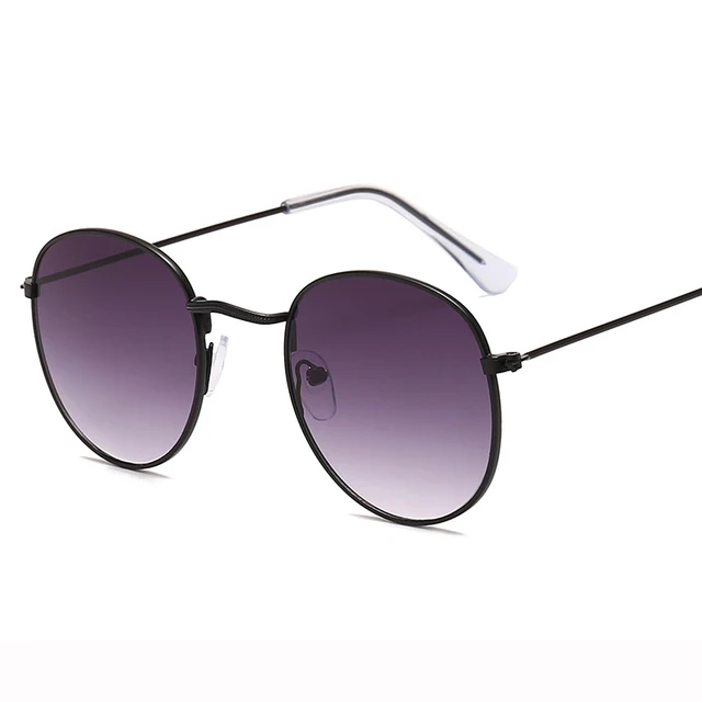 LeonLion 2021 Fashion Retro Sunglasses Men Round Vintage Glasses for Men/Women Luxury Sunglasses Men Small Lunette Soleil Homme BlackDoubleGray