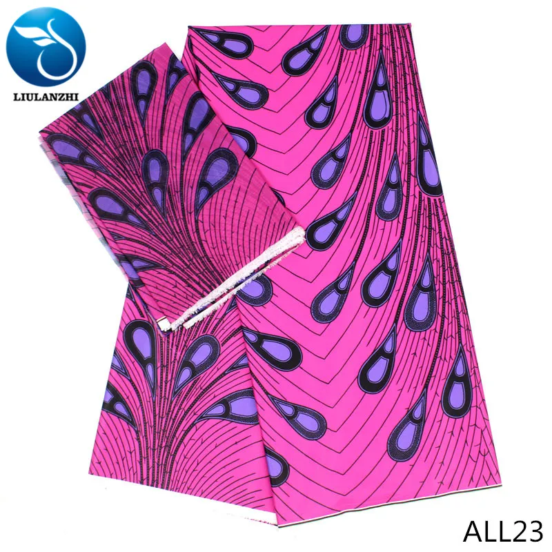 ALL23 LIULANZHI желтые африканские ткани, печать Анкара Audel ткань и нигерийский шифон кружева ткань для платья 6 ярдов/партия ALL01-ALL25 - Цвет: ALL23