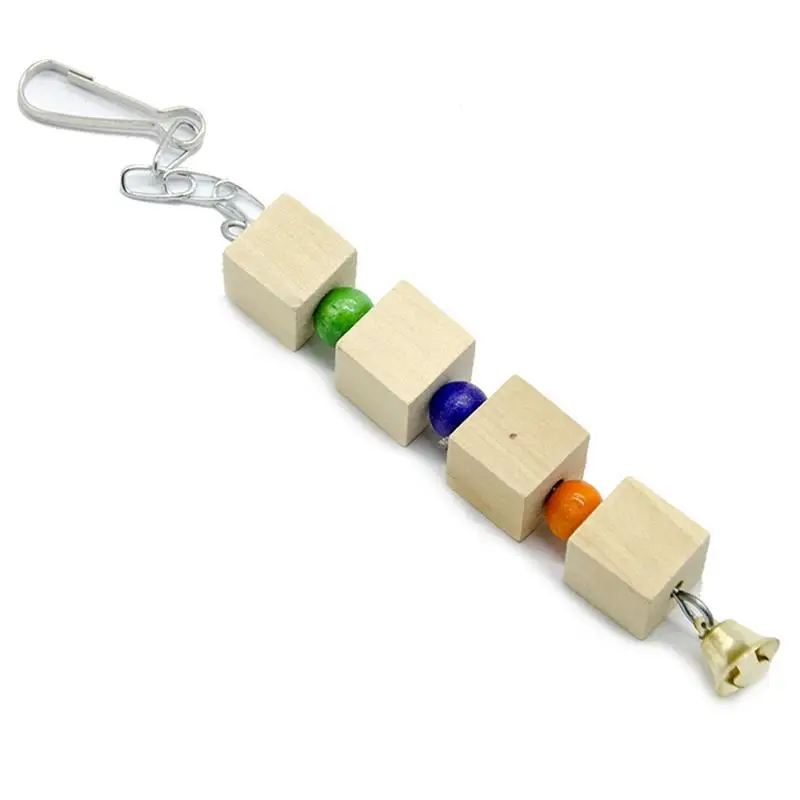 Dorakitten 1pc Parrot Wooden Block Bite Resistant Hanging Bird Wood Chew Toy Parrot Block Toys Pet Supplies Random Color