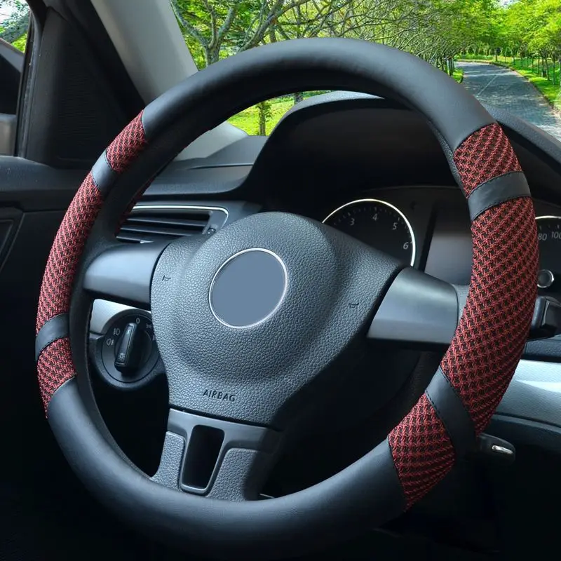 ONEWELL 40 см дышащий Противоскользящий автомобильный чехол для рулевого колеса защитный чехол для рулевого колеса четыре сезона