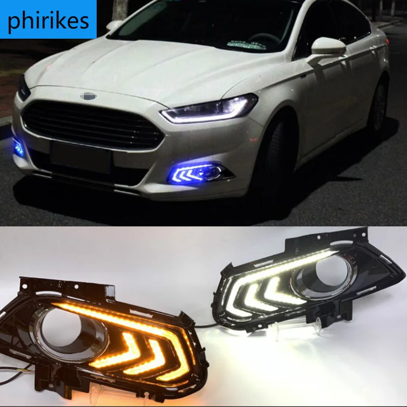 

Дневные ходовые огни 2 шт., 3 цвета в светильник Ford Mondeo Fusion 2013 2014 2015 2016 с отверстием для противотуманной фары