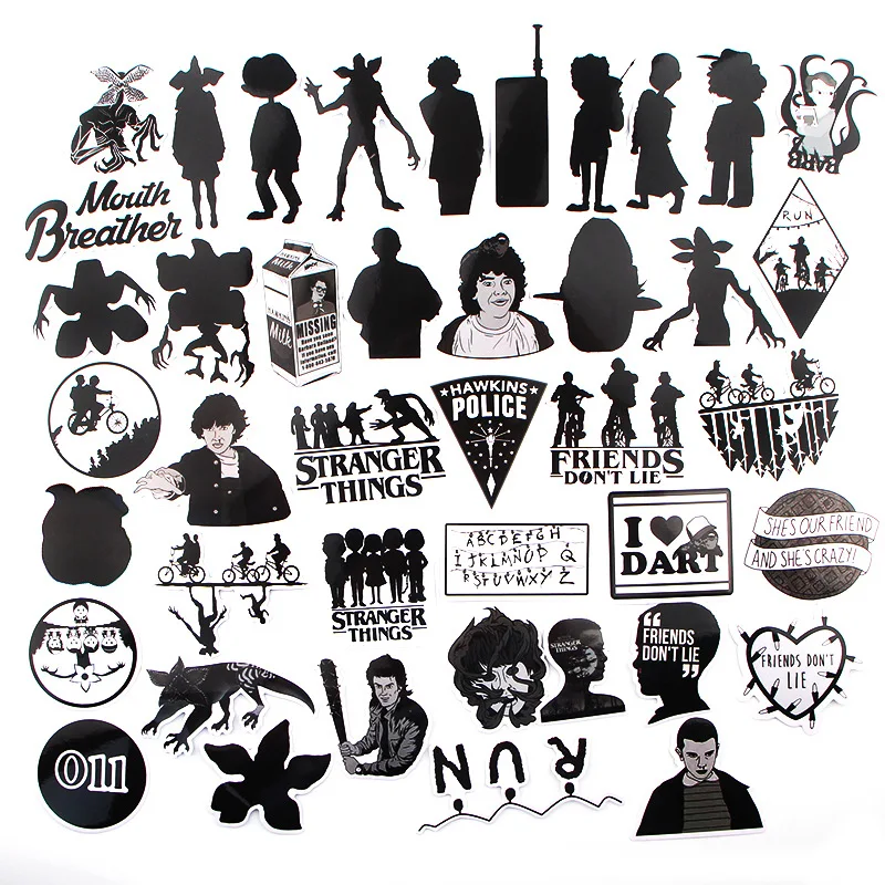 

42pcs/lot Stranger Things Creative Sticker for Paper Notebook Adhesive Tape Car Luggage Diy Decoration Graffiti Stickers AT2950