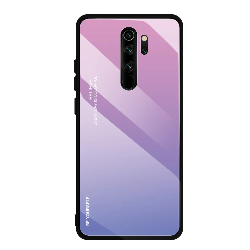 2 Стеклянный чехол для телефона для Xiao mi Red mi Note 8 Pro 7 Pro 7A чехол для Xiaomi mi 9 Se 9T Pro градиентный Мягкий силиконовый чехол-рамка - Цвет: 2