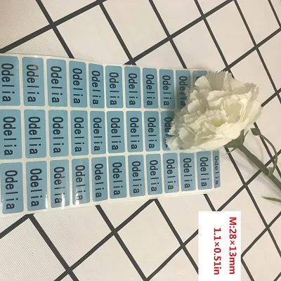 72pcs 28x13mm Небесно-голубая Персонализированная именная бирка, наклейка s для офиса, детской школы, канцелярские принадлежности, персональные этикетки для рукоделия, водостойкая наклейка на заказ - Цвет: 72pcs 28x13mm