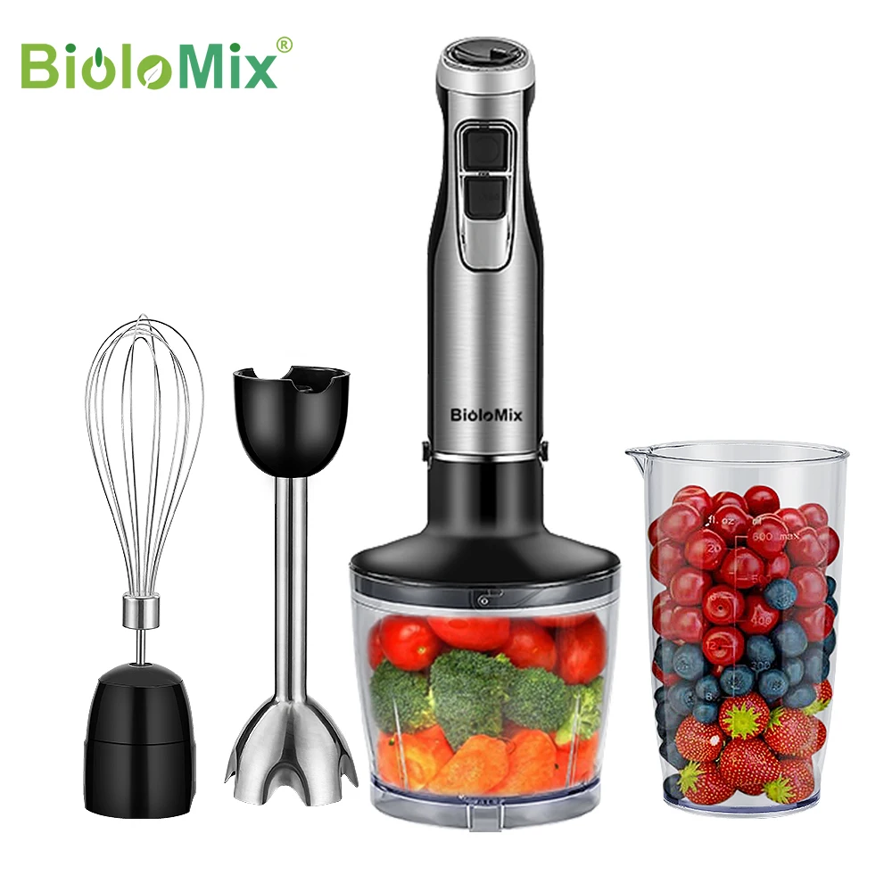 BioloMix 4 in 1 High Power 1200W Immersion Hand Stick Blender Mixer Includes Chopper and Smoothie Cup Stainless Steel Ice Blades|Blenders| - AliExpress