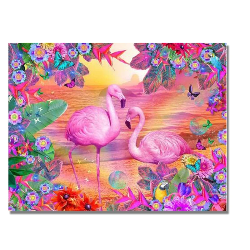 Full 5d Diy Daimond Painting &quotpink Flamingo" 3d Diamond Round Rhinestone Diamant Embroidery Animals Decor P063 | Дом и сад