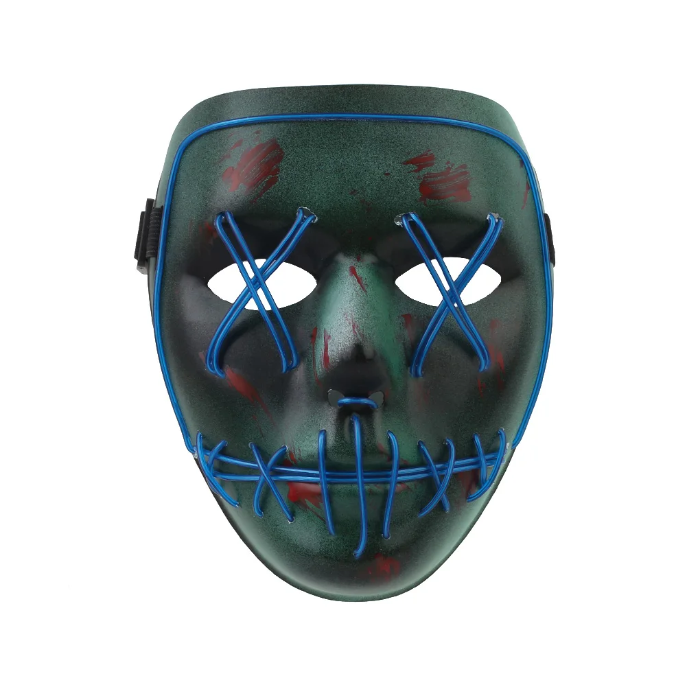The Purge eyear Horror EL Wire жуткая маска на Хеллоуин клуб карнавал красочные бар светящаяся маска вечерние кровавые гримасы - Цвет: Blue