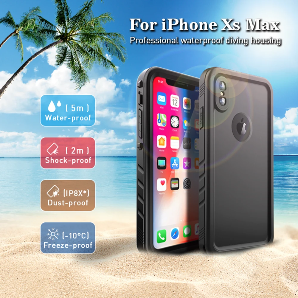 Дайвинг Водонепроницаемый чехол для iPhone X Xs XR Max подводный корпус плавания