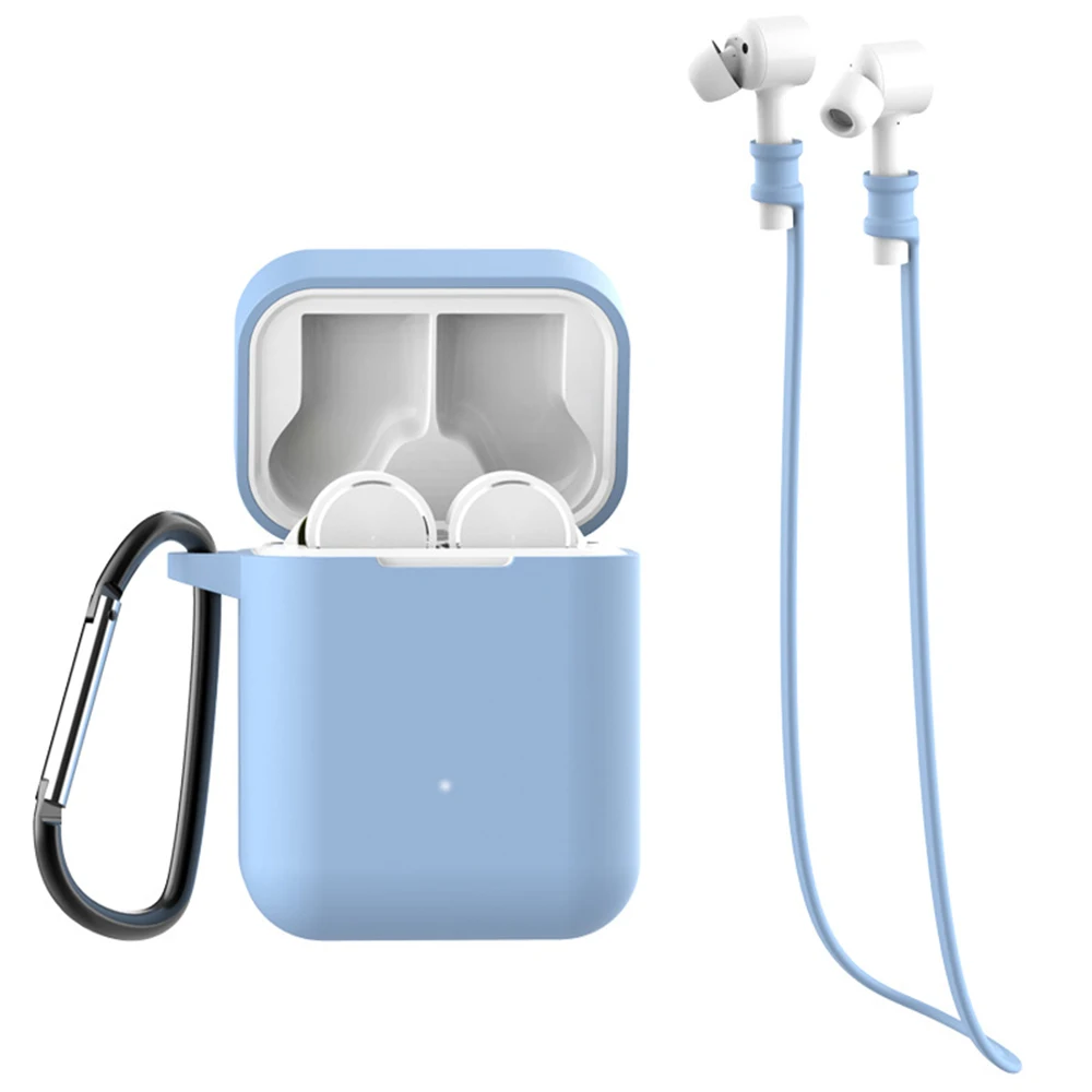 3 в 1 воздушный чехол анти-потеря карабин с ремешком для Xiaomi Airdots Pro Air TWS беспроводные Bluetooth наушники сумки для Xiaomi Airdots Pro - Цвет: H  purple