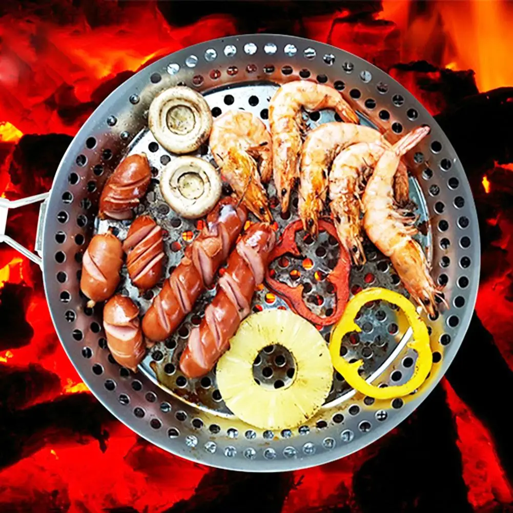 

Stainless Steel BBQ Grill Net Roast Mesh Non-stick Meat Vegetable Baking Pan
