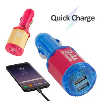 

Car Quick Charger Intelligent Voice Control 3.4A Dual USB Car Charger LED Light Car Phone Fast Charger For Iphone X 11 Samsung