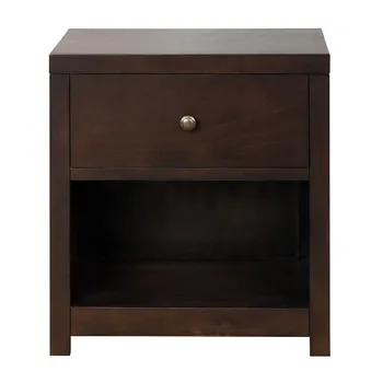 

Nostalgic Retro Style Bedside Table Solid Wood Chest Nightstand Drawer Organizer Storage Cabinet Bedroom Furniture Rich Brown