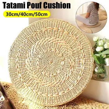 

Round Natural Pouf Handmade Weaving Cushion Fill Silk Floss Pillow Soft Floor Yoga Seat Cushion Chair Mat Tatami Window Pad Hot