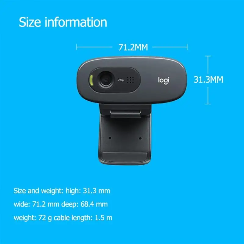 Logitech C270/C270i веб-камеры 720p HD Широкоэкранный Встроенный микрофон веб-Камера для настольных ПК ноутбук веб-камера с высокой четкостью для Windows 7/8/10, Новинка