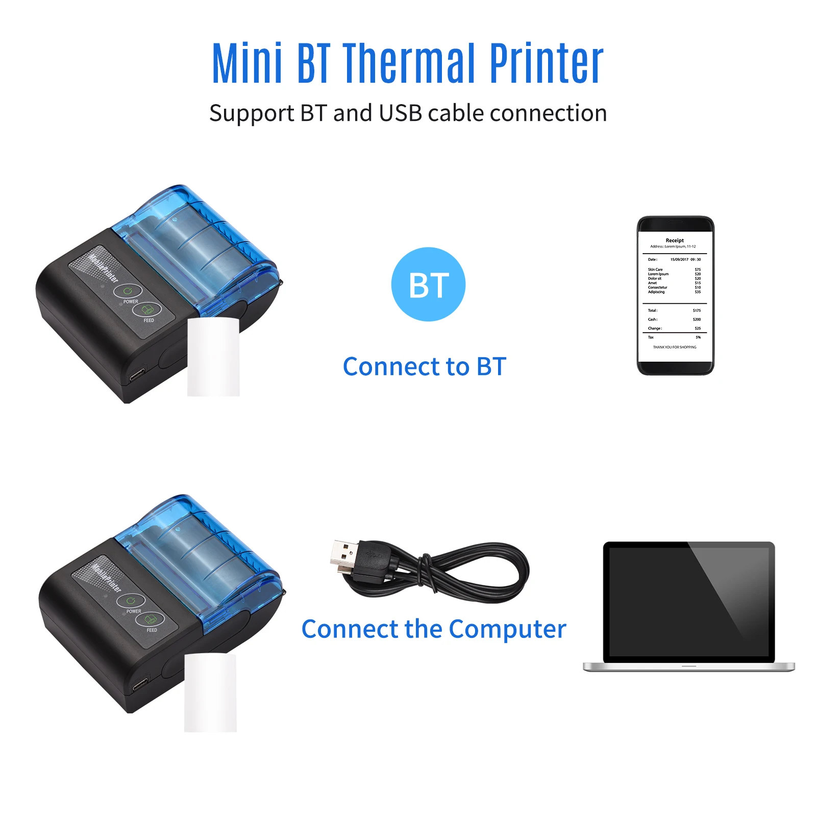 best small photo printer Mini Portable Thermal Printer 58mm 2inch Wireless Bluetooth-Compatible Printer Receipt Maker Mini Invoice Bill Printer 2022 New best small photo printer