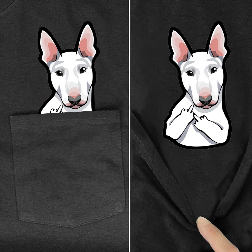 CLOOCL Animal Cotton T-Shirt Fashion Pocket Schnauzer Dog Middle Finger Printed Tshirt Men Women Shirts Hip Hop Tops Cotton Tees